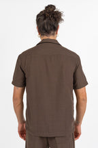 Camicia a Manica Corta cioccolato - Over/d