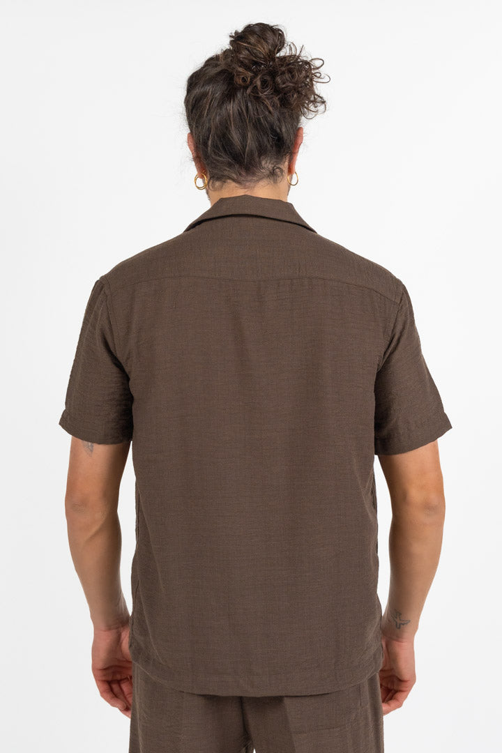 Camicia a Manica Corta cioccolato - Over/d