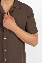 Camicia a Manica Corta cioccolato - Over/d