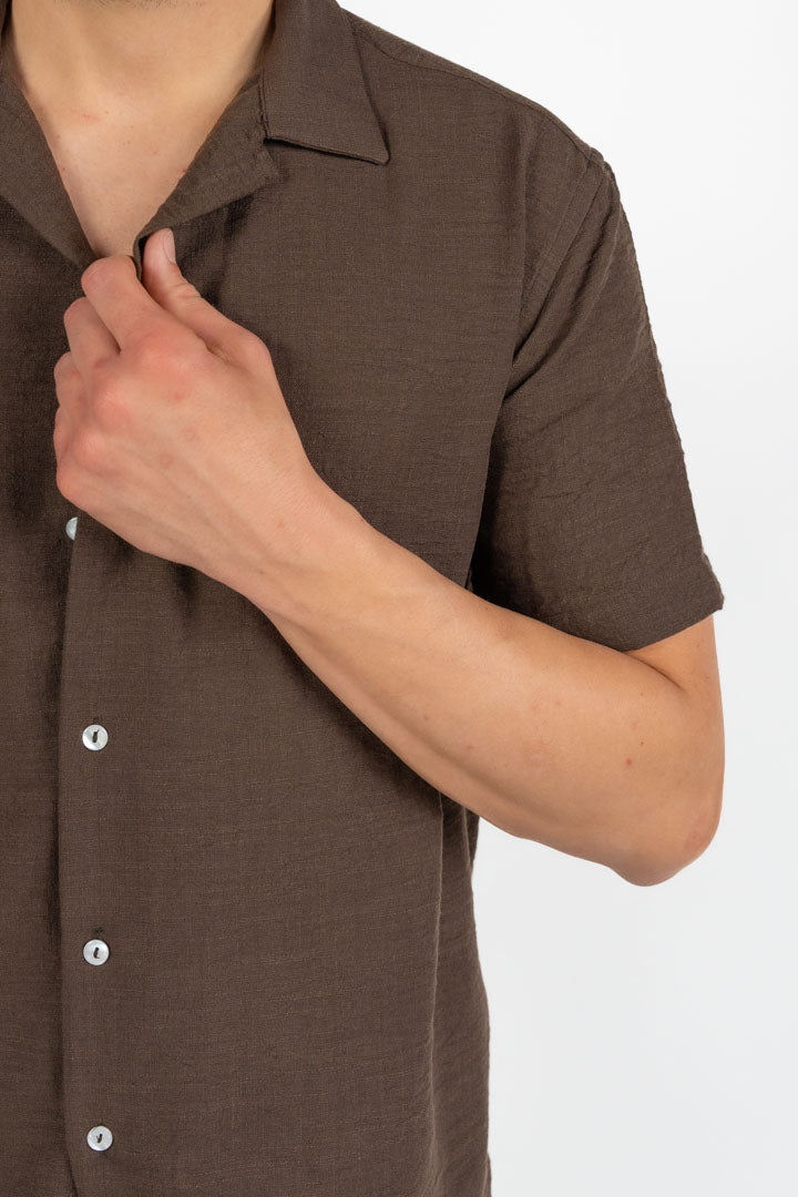 Camicia a Manica Corta cioccolato - Over/d