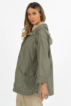 Parka Leggero con Cappuccio e Coulisse Verde Salvia - Penny Black