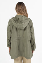 Parka Leggero con Cappuccio e Coulisse Verde Salvia - Penny Black