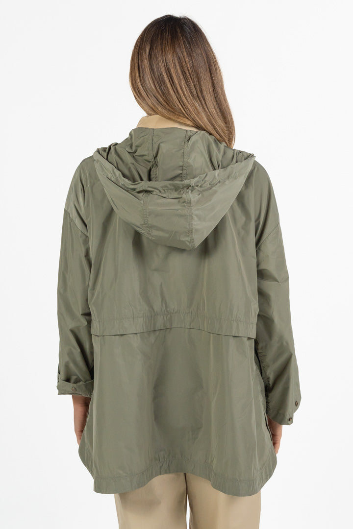 Parka Leggero con Cappuccio e Coulisse Verde Salvia - Penny Black