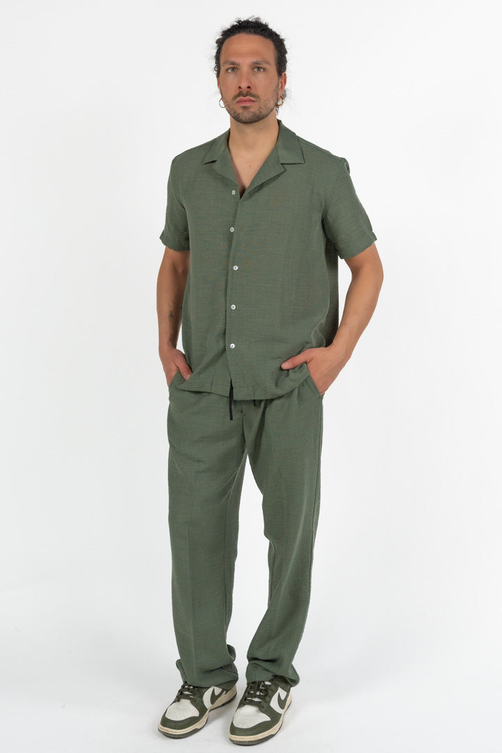 Camicia a Manica Corta verde oliva - Over/d