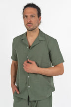 Camicia a Manica Corta verde oliva - Over/d