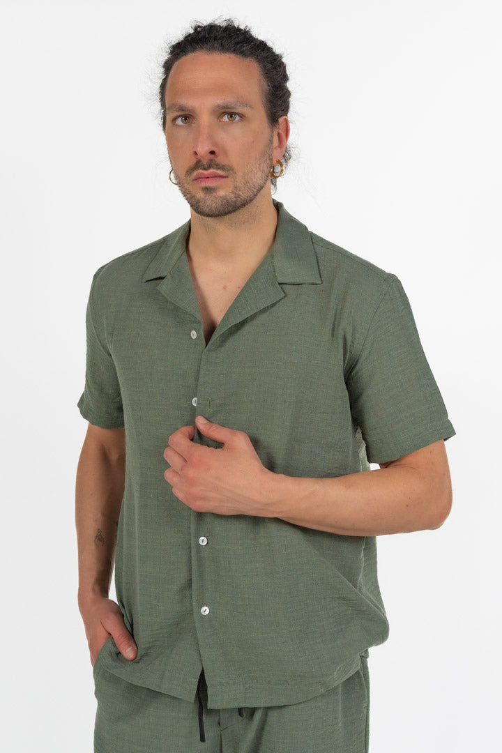 Camicia a Manica Corta verde oliva - Over/d