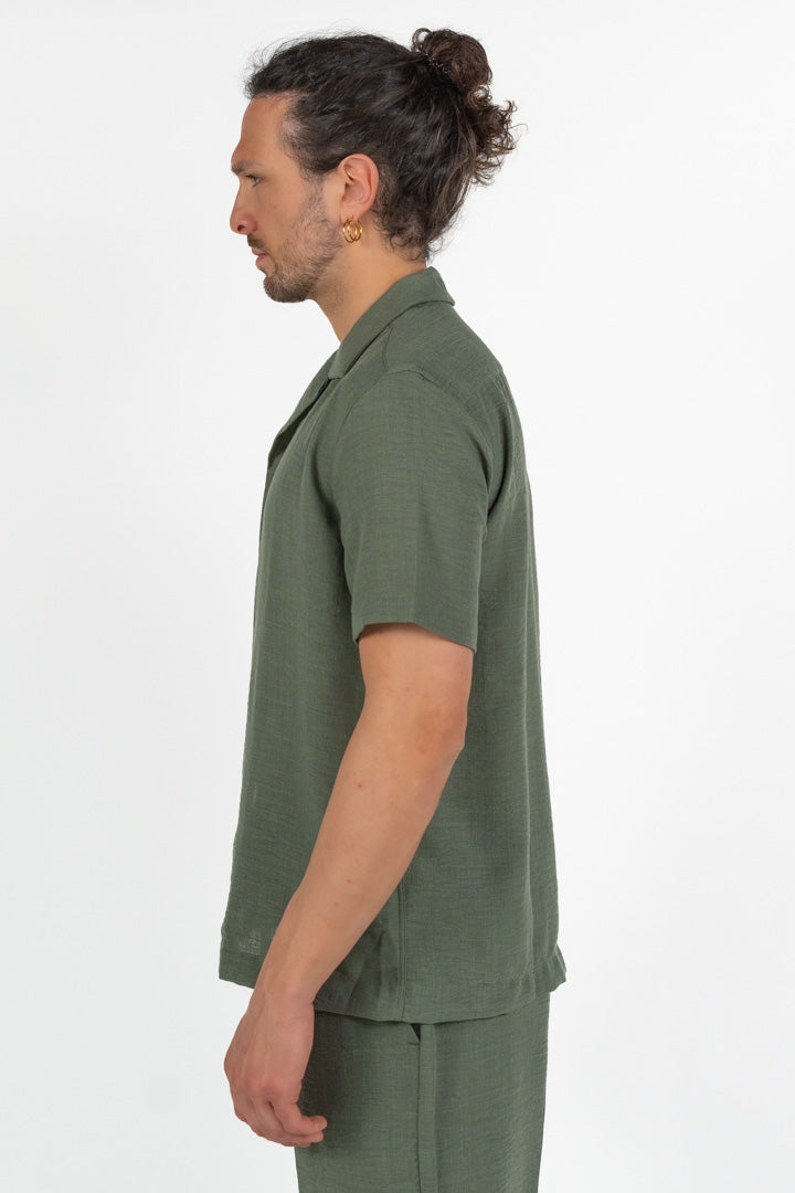 Camicia a Manica Corta verde oliva - Over/d