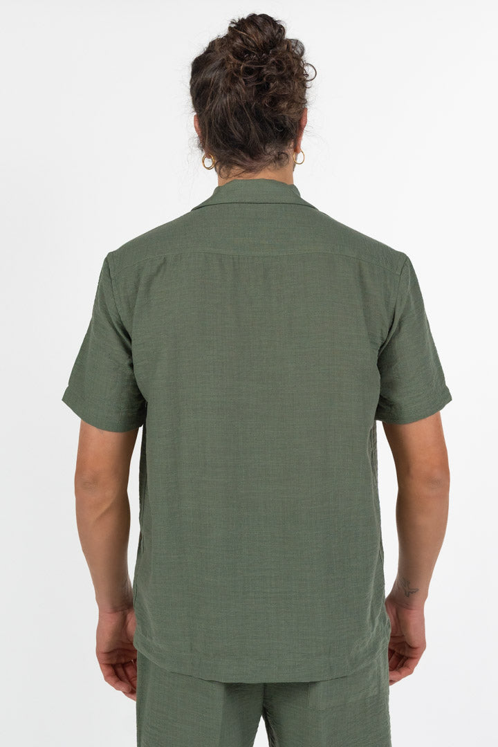 Camicia a Manica Corta verde oliva - Over/d