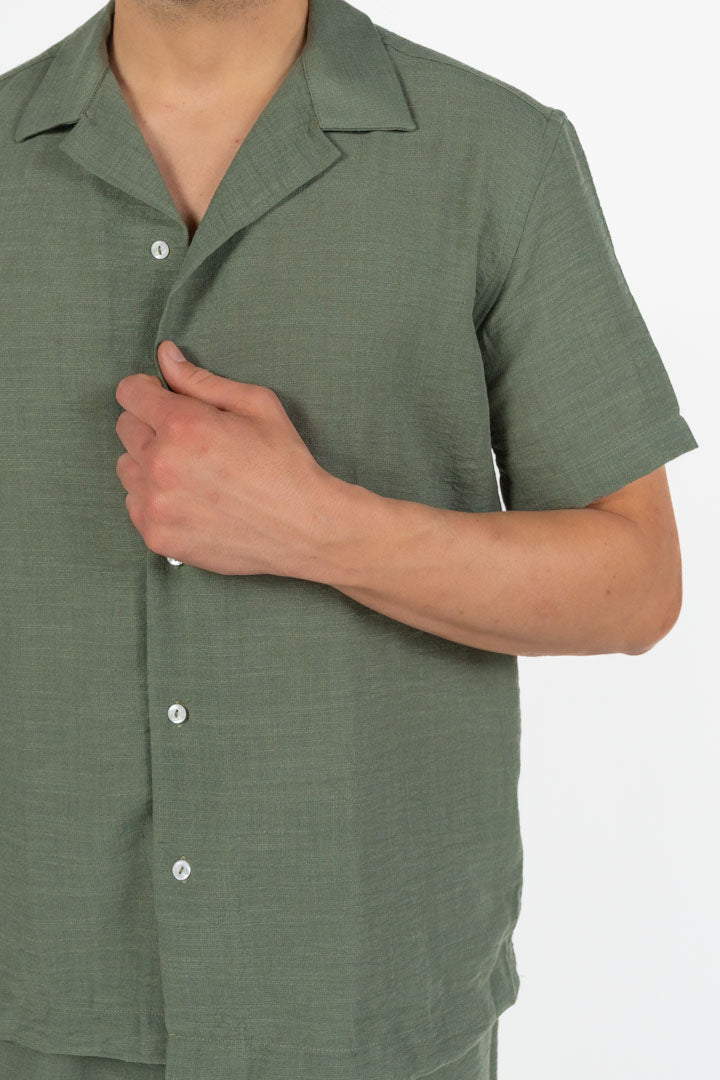Camicia a Manica Corta verde oliva - Over/d