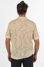 Camicia in Maglia Lavorazione Crochet  Beige -Berna