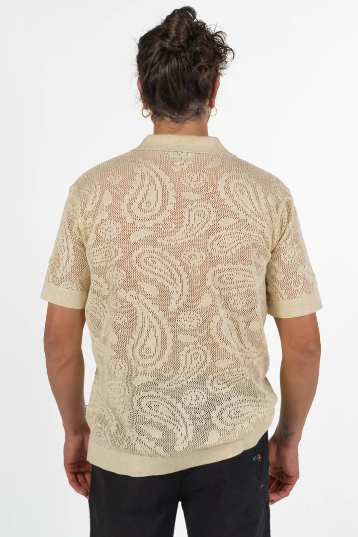 Camicia in Maglia Lavorazione Crochet  Beige -Berna