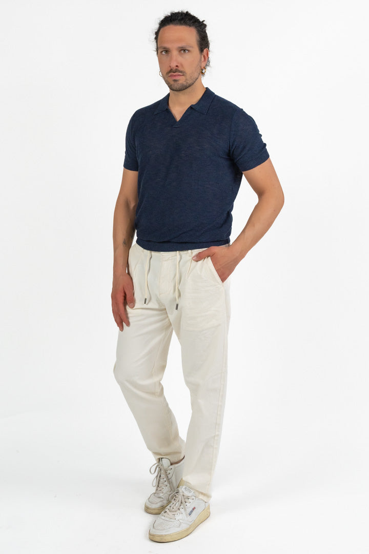 Polo in Maglia con Scollo a V Blu -Antony Morato