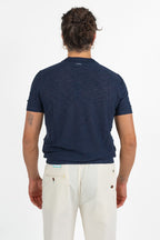 Polo in Maglia con Scollo a V Blu -Antony Morato