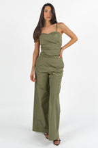 Pantalone Palazzo Strutturato Verde Salvia - Penny Black