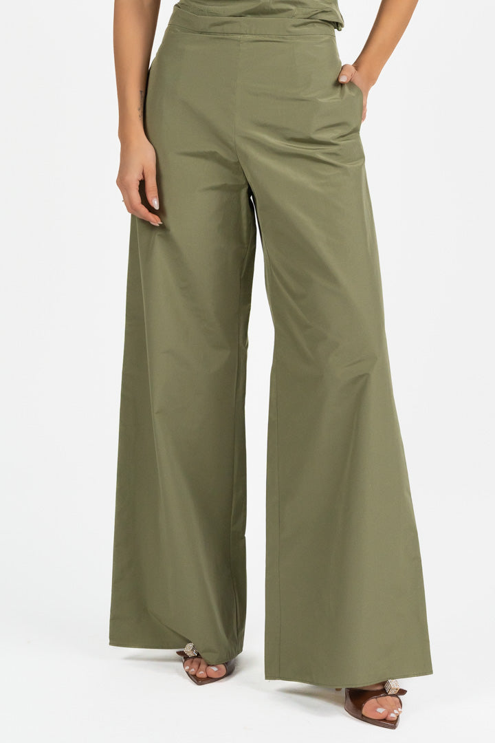 Pantalone Palazzo Strutturato Verde Salvia - Penny Black