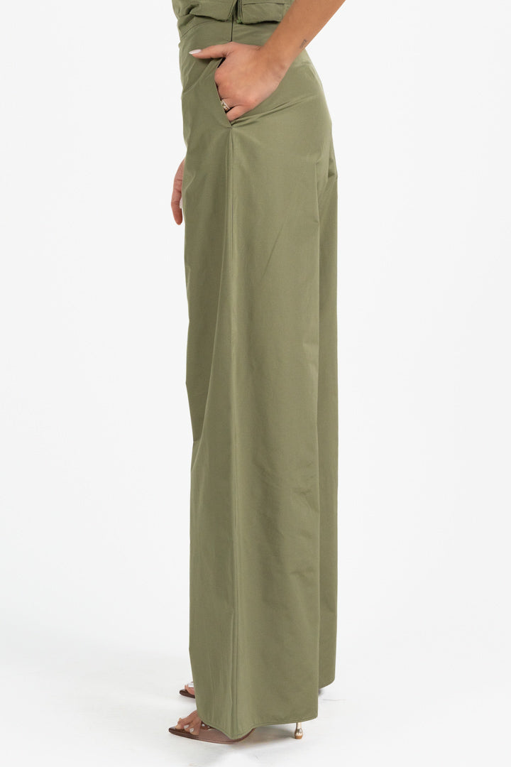 Pantalone Palazzo Strutturato Verde Salvia - Penny Black