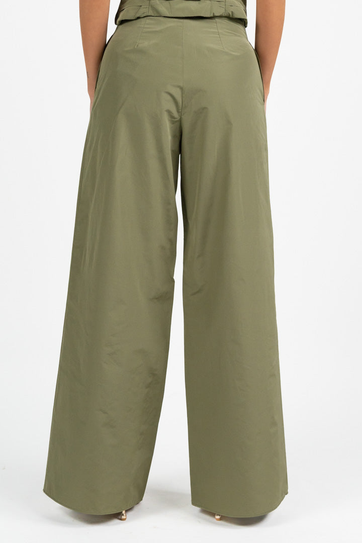 Pantalone Palazzo Strutturato Verde Salvia - Penny Black
