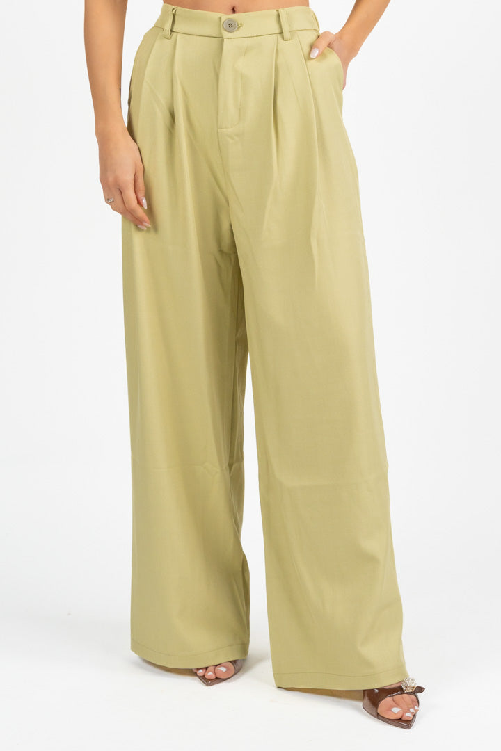 Pantalone Wide Leg Verde Salvia - Berti Mode Collection