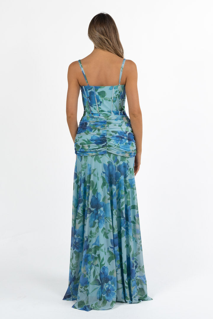 Abito Lungo Floreale con Corsetto - Berti Mode Collection
