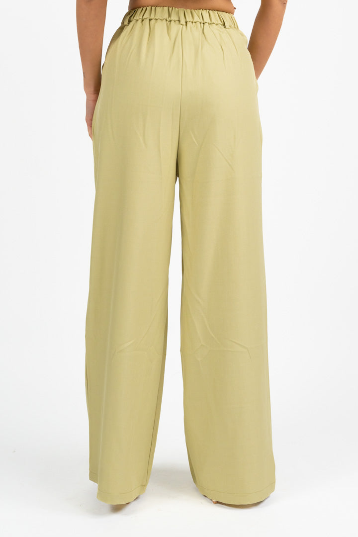 Pantalone Wide Leg Verde Salvia - Berti Mode Collection