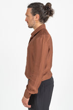 Camicia Regular Fit in Tessuto Micro-Rigato Ruggine - Patrizia Pepe