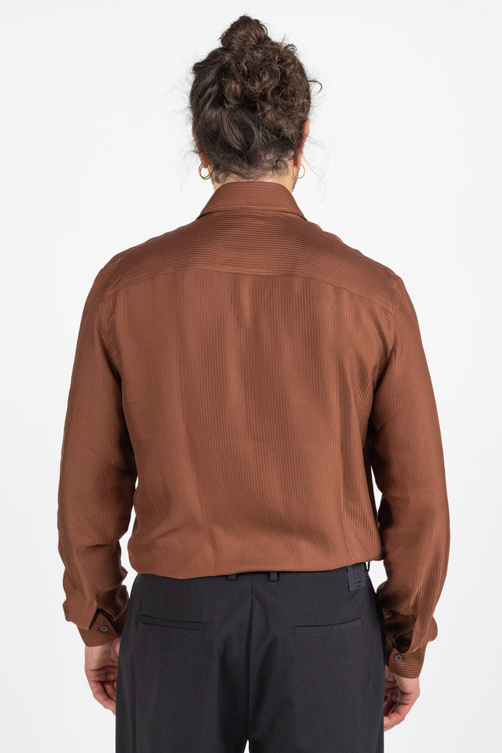 Camicia Regular Fit in Tessuto Micro-Rigato Ruggine - Patrizia Pepe