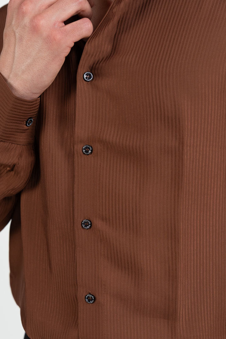 Camicia Regular Fit in Tessuto Micro-Rigato Ruggine - Patrizia Pepe