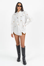 Camicia Oversize con Occhielli Metallici - Souvenir