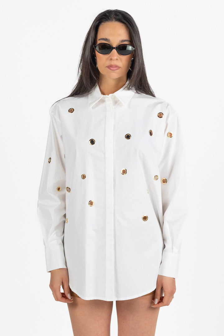 Camicia Oversize con Occhielli Metallici - Souvenir