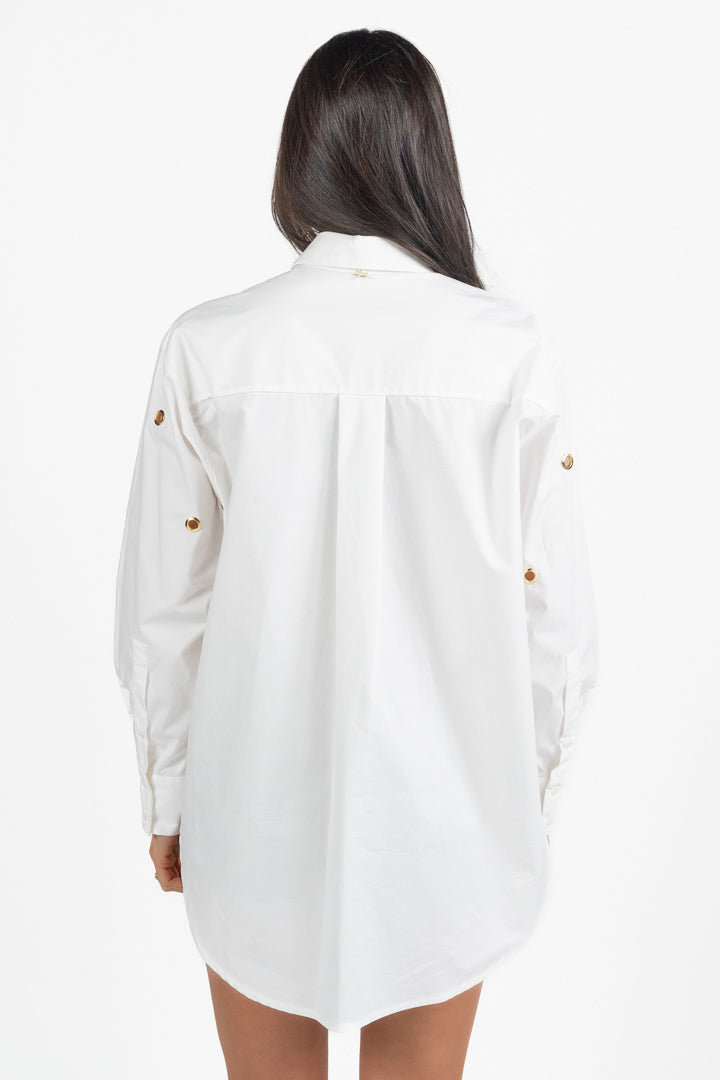 Camicia Oversize con Occhielli Metallici - Souvenir