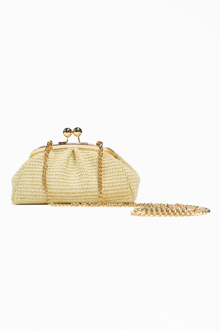 Clutch a Mano in Paglia Intrecciata con Tracolla a Catena - Berti Mode Collection