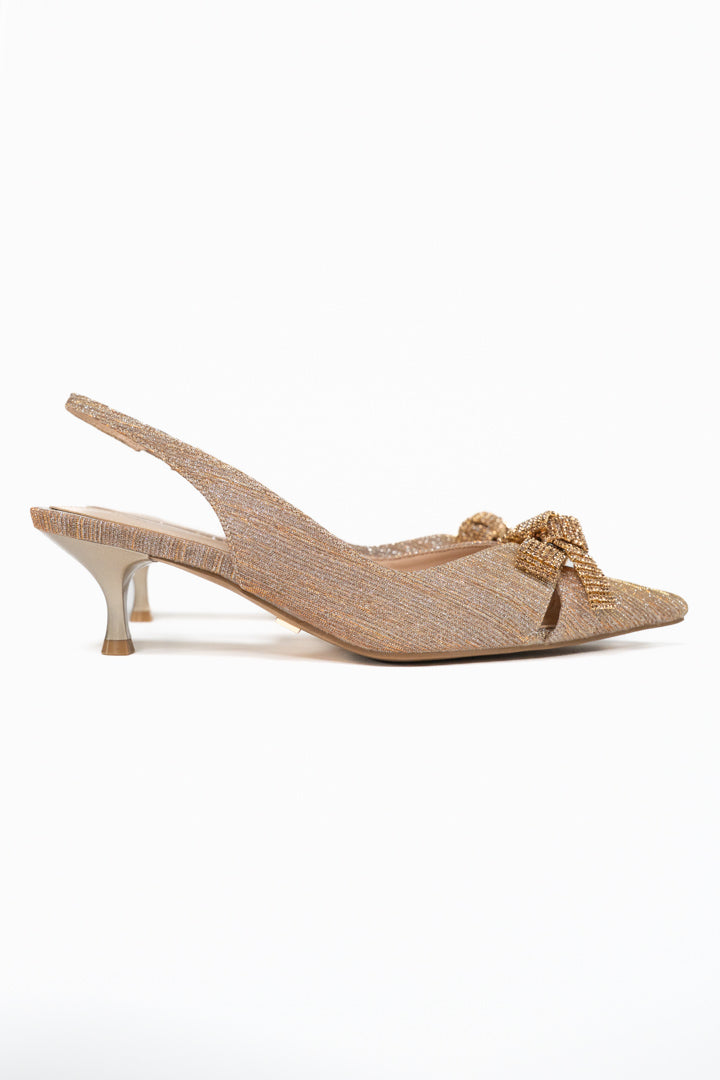 Slingback Glitter con Fiocco di Strass - Rinascimento