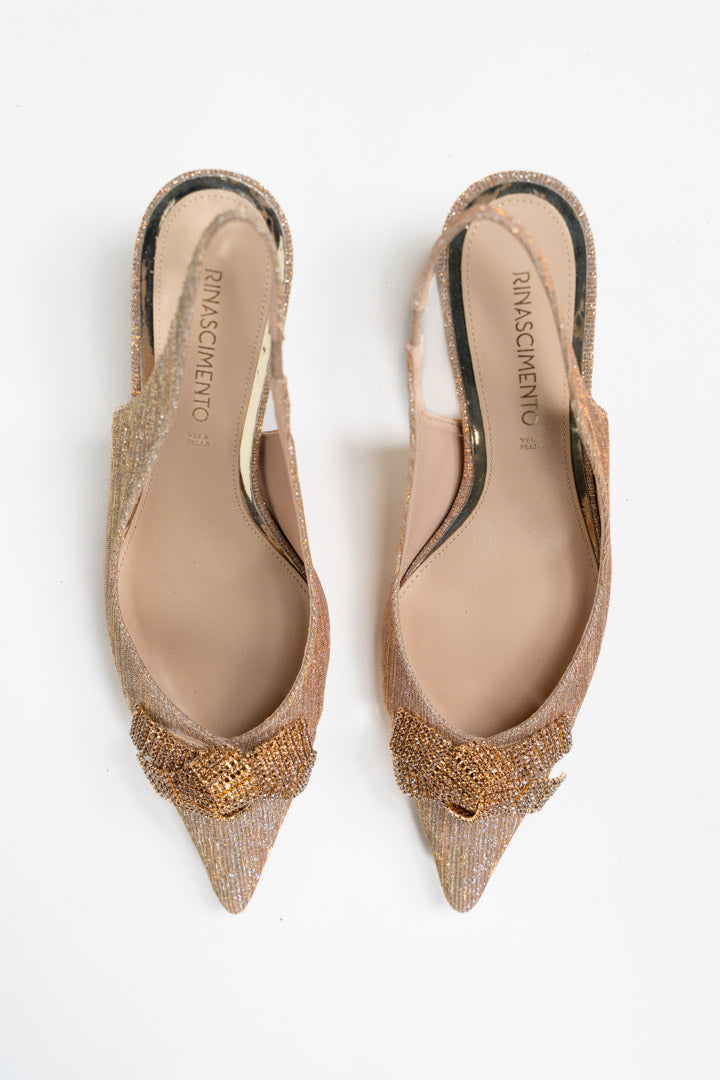 Slingback Glitter con Fiocco di Strass - Rinascimento