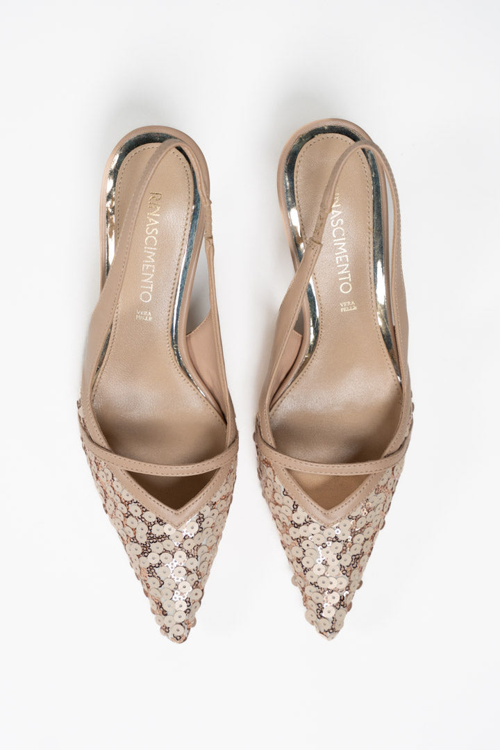 Slingback con Paillettes Rose Gold - Rinascimento