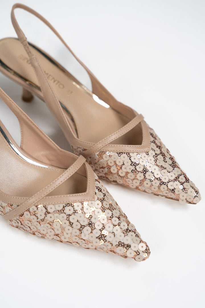 Slingback con Paillettes Rose Gold - Rinascimento