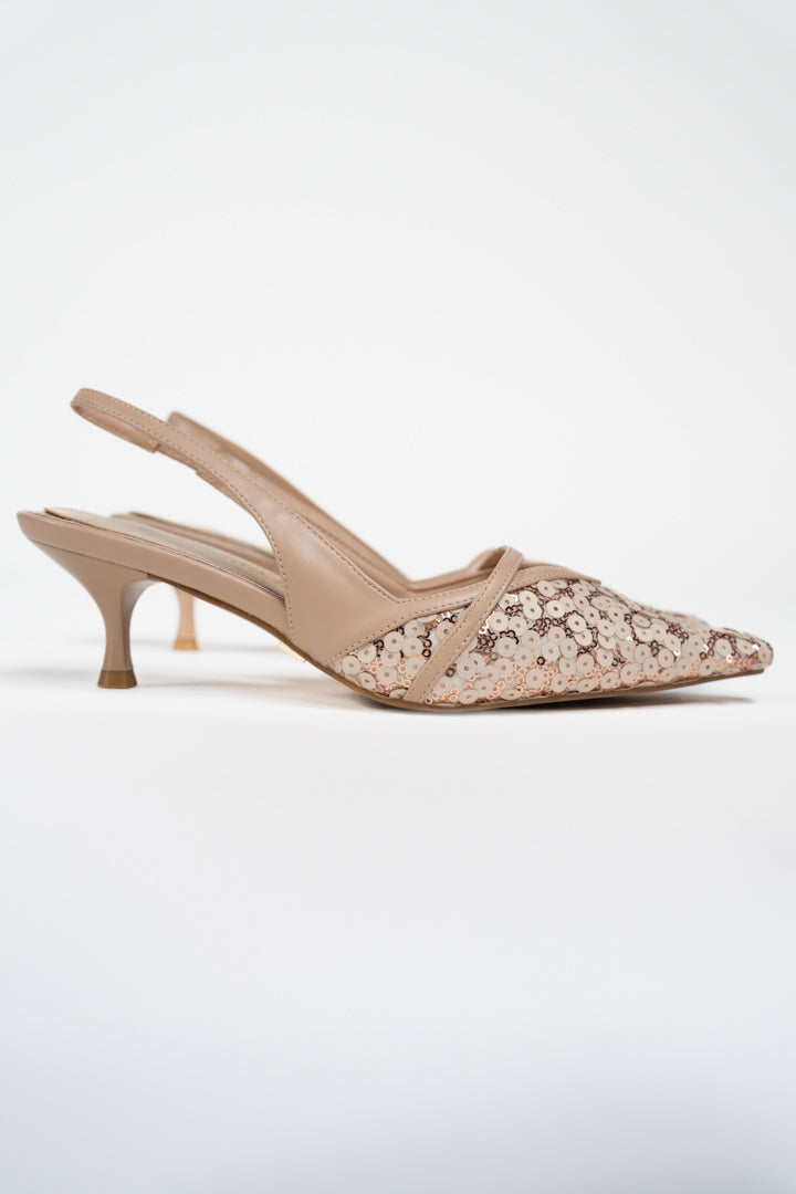 Slingback con Paillettes Rose Gold - Rinascimento