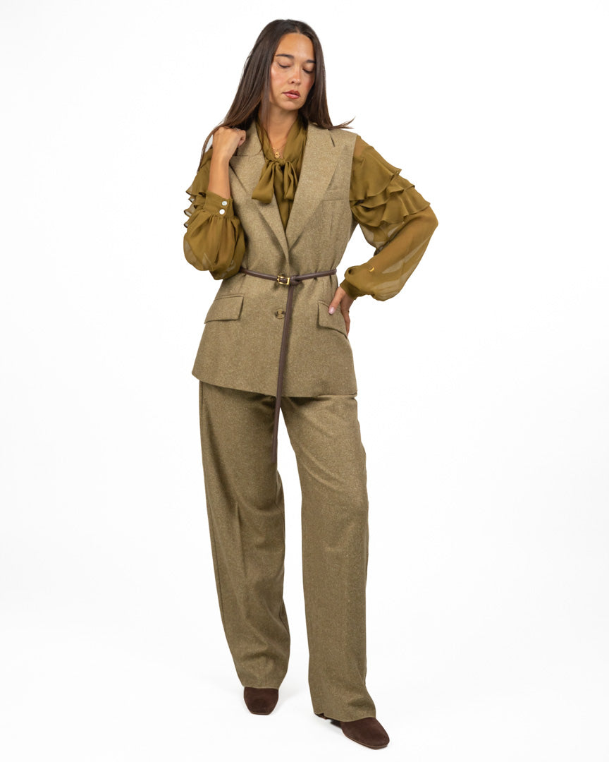 Gilet Sartoriale Monopetto Verde Oliva - Marella