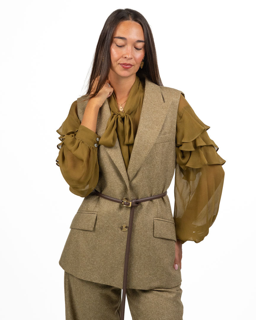 Gilet Sartoriale Monopetto Verde Oliva - Marella