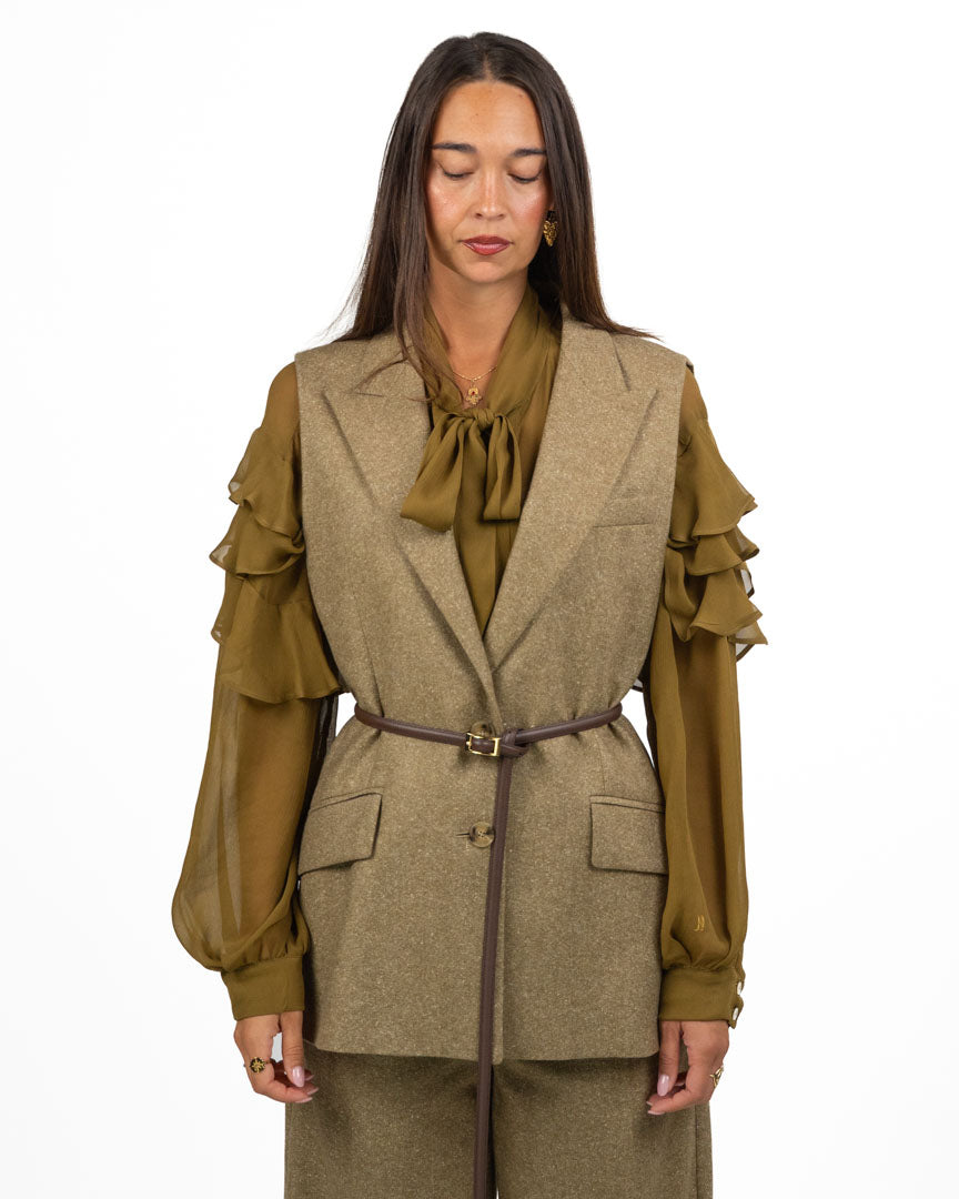 Gilet Sartoriale Monopetto Verde Oliva - Marella
