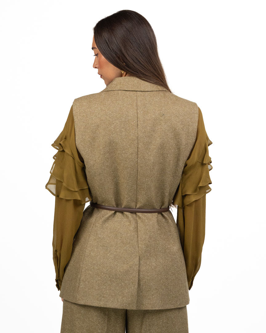 Gilet Sartoriale Monopetto Verde Oliva - Marella
