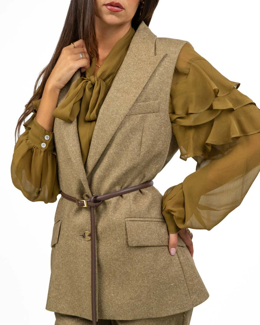 Gilet Sartoriale Monopetto Verde Oliva - Marella