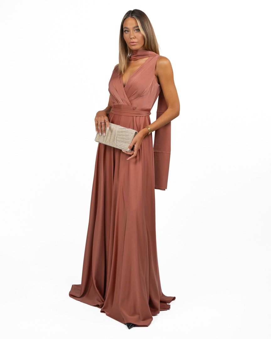 Abito Lungo da Sera con Scollo a V - Berti Mode Collection