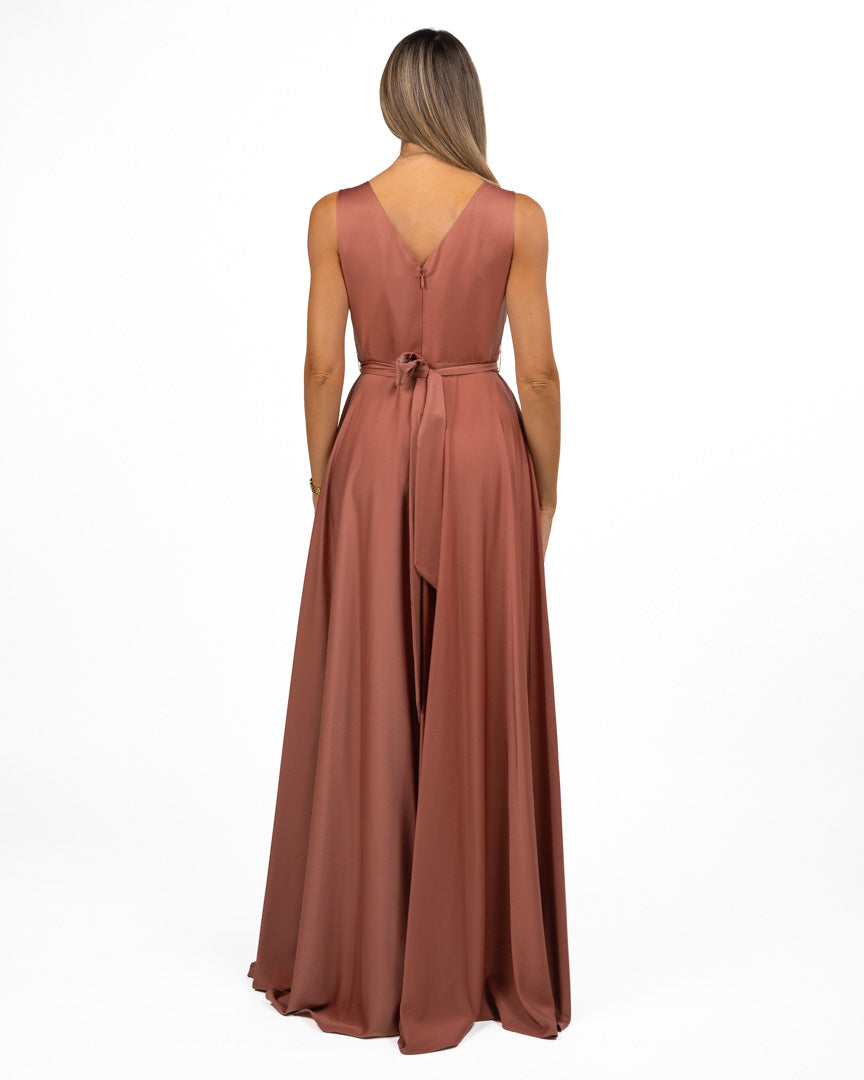 Abito Lungo da Sera con Scollo a V - Berti Mode Collection