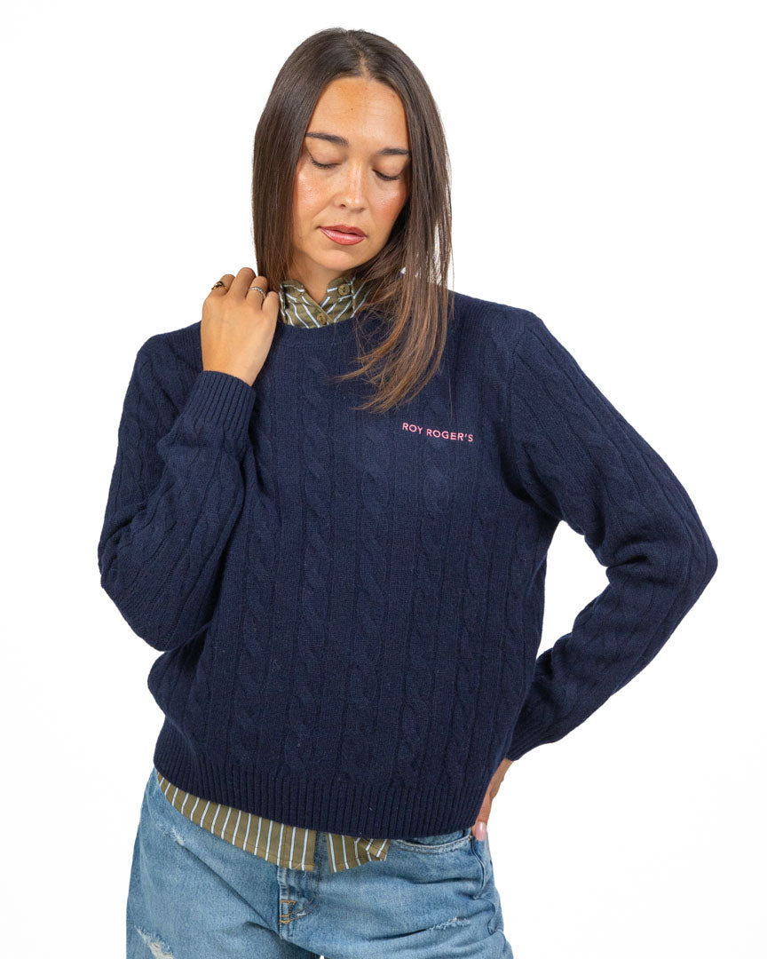 Maglione Girocollo a Trecce con Logo Ricamato - Roy Roger's
