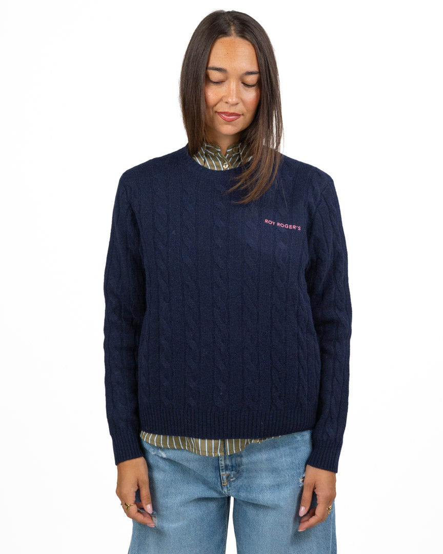 Maglione Girocollo a Trecce con Logo Ricamato - Roy Roger's