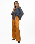 Giacca Jacquard in Denim Blu con Motivo Floreale Bronzo - Emme Marella