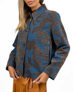 Giacca Jacquard in Denim Blu con Motivo Floreale Bronzo - Emme Marella