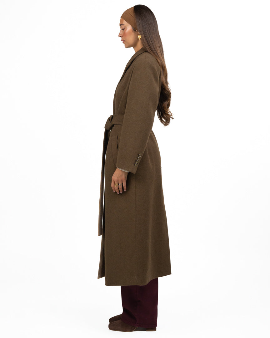Cappotto Lungo in Lana Verde Militare / Salvia Scuro - Eleh
