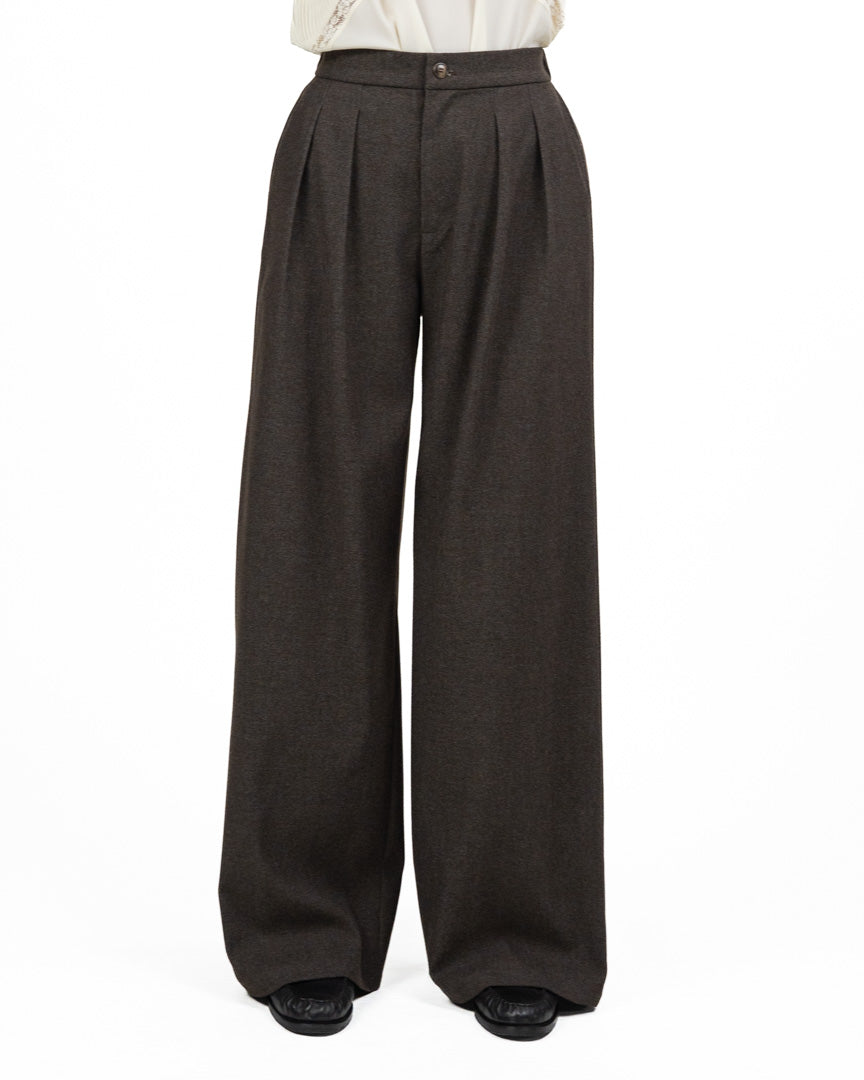 Pantalone a Palazzo con Pence Marrone - Eleh