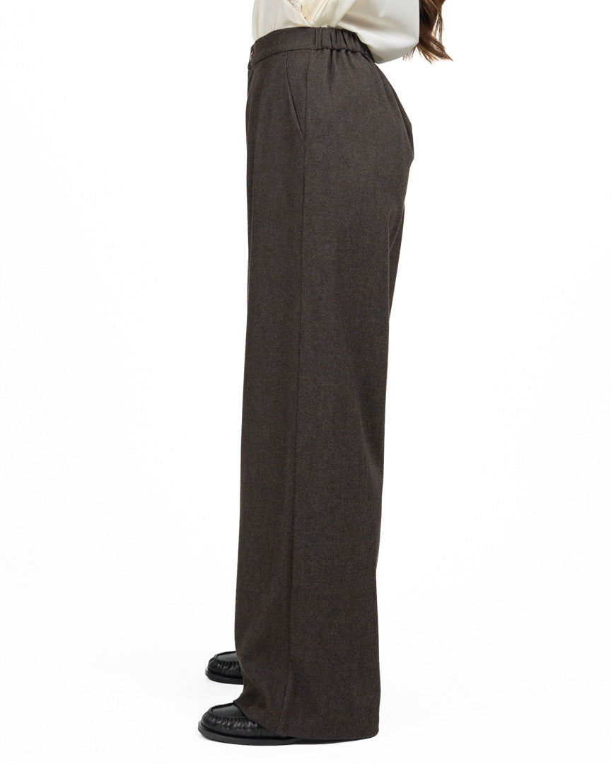 Pantalone a Palazzo con Pence Marrone - Eleh
